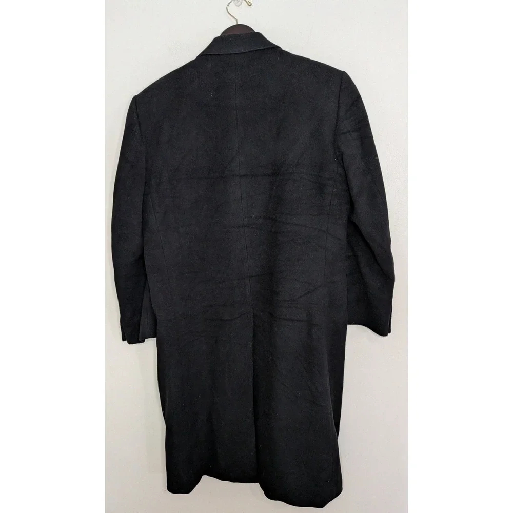 VTG Silver Cloud Italian Wool Cashmere Blend Overcoat 40R Black Classic Luxury